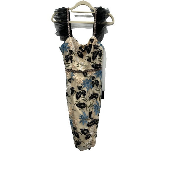 NWT Lulus Womens Show Stopper Cocktail Dress Floral Embroidered Beige Size XS - Picture 2 of 11